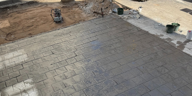 Mönsterbetongsarbete på Hagagatan i Stockholm