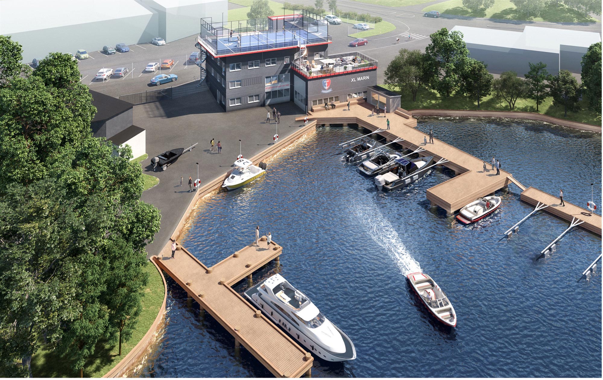 Vårby hamn och marina som byggs